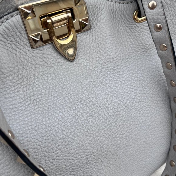 Valentino Rockstud Grainy Calfskin Bag - Gray - Picture 4 of 13